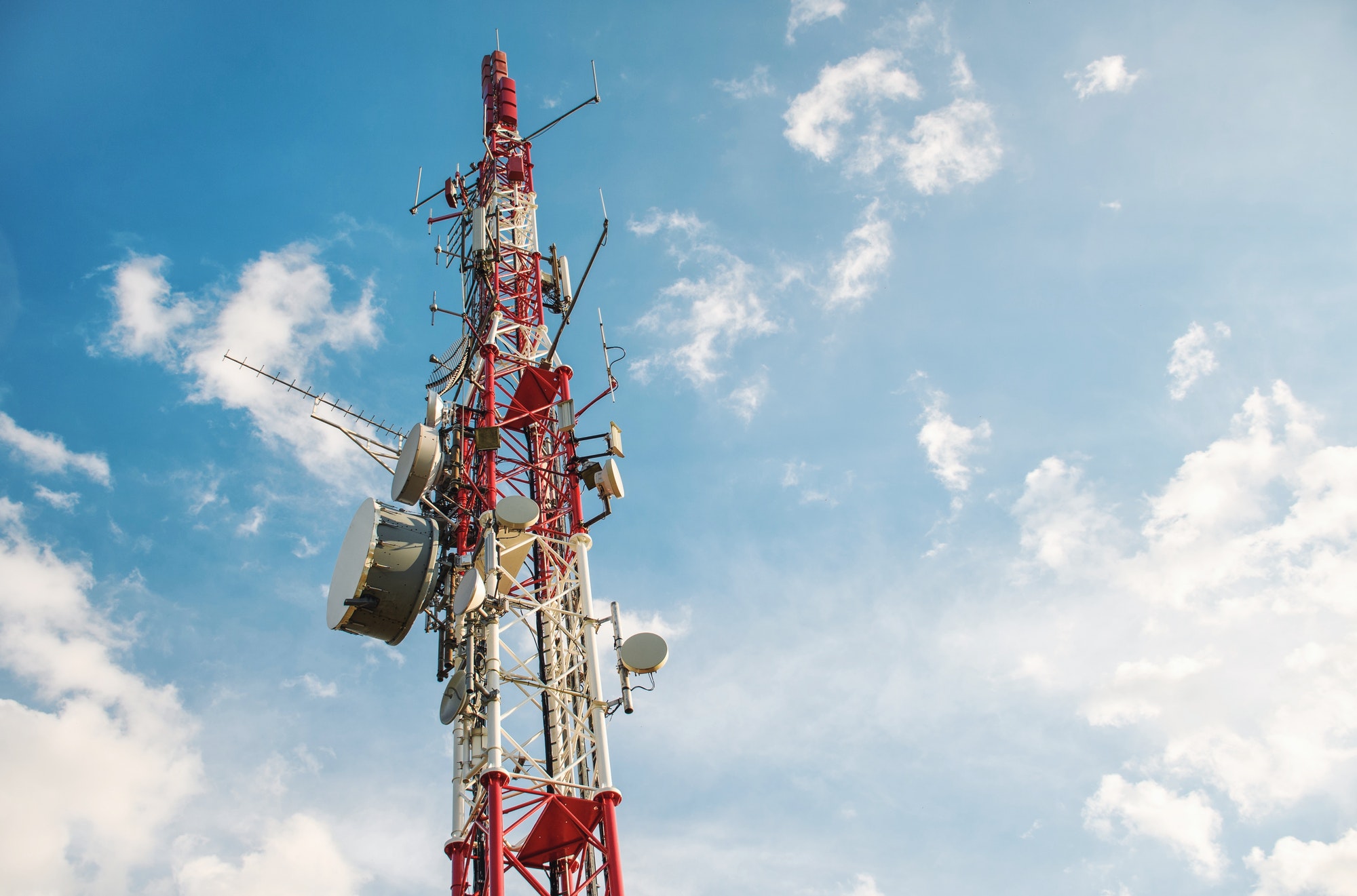 Antenna tower against a blue sky